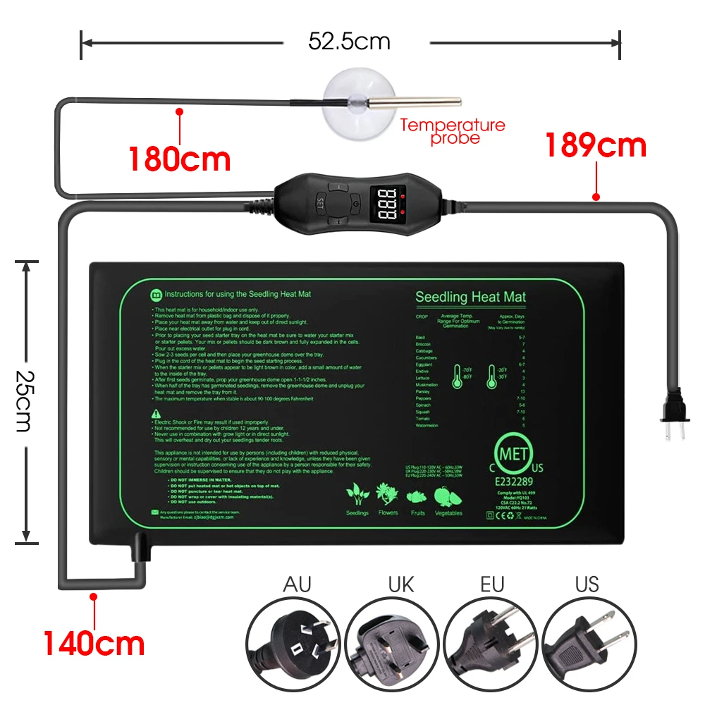 50W EU-US/UK/AU Adjustable The - Seedling Heat Pad review and price
